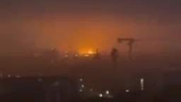 Hamburg. Germany. Warehouses with toxic substances are burning. The evacuation of part of the popula