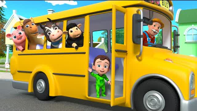 The Wheels on The Bus Song (Animal Version) | CheckDoor Nursery Rhymes & 3-7 Year Old Kids Songs
