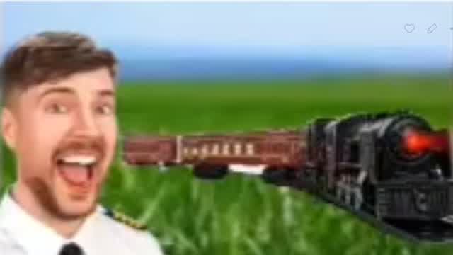 Crushing train into Mountain with no people on it MrBeastMemes