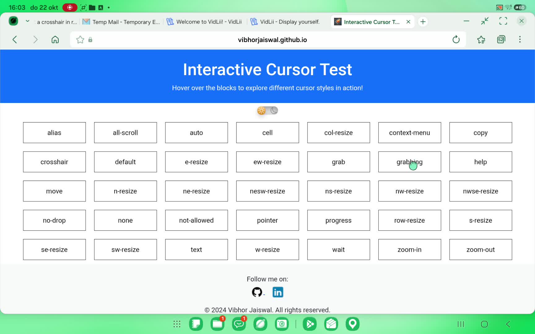 Interactive Cursor Test