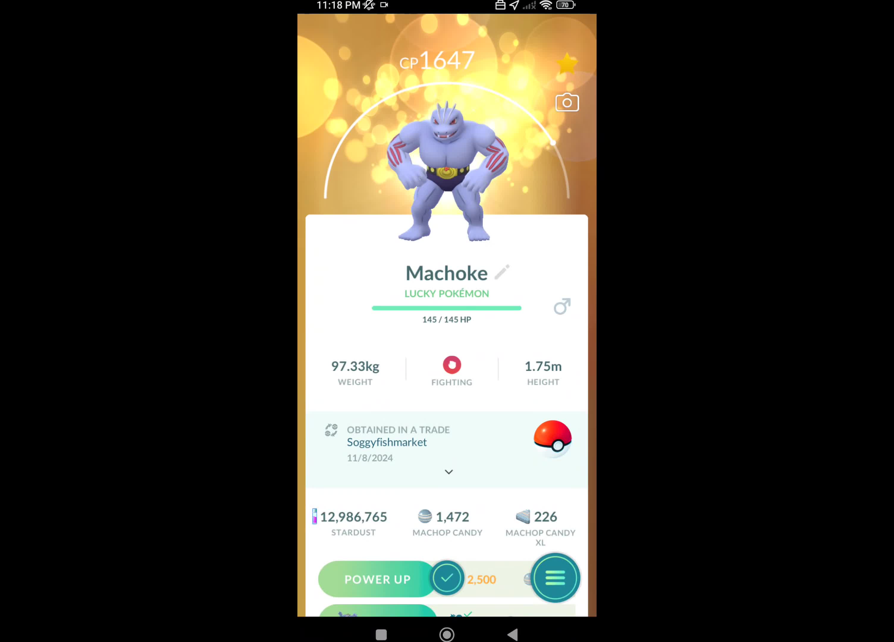 Pokémon GO-Evolving Lucky Machoke