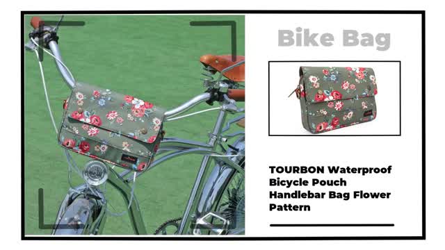 TOURBON Bike Handlebar Bag with Flower Pattern