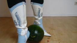 Jana crush watermelon with spike high heel cowgirl boots white light blue