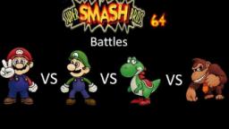 Super Smash Bros 64 Battles #17: Mario vs Luigi vs Yoshi vs Donkey Kong