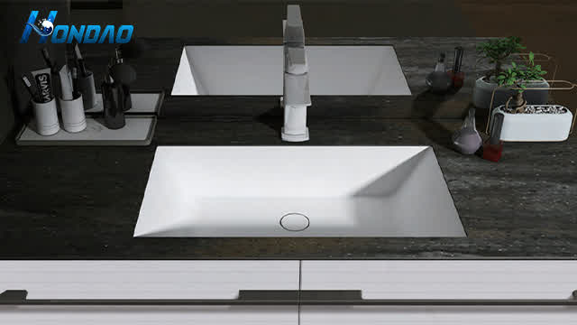 Marble Texture Ugin Artifcial Marble Basin seamless Integrated Sink HONDAO