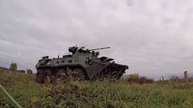 Mobilized people hone their skills in driving BTR-82A armored personnel carriers