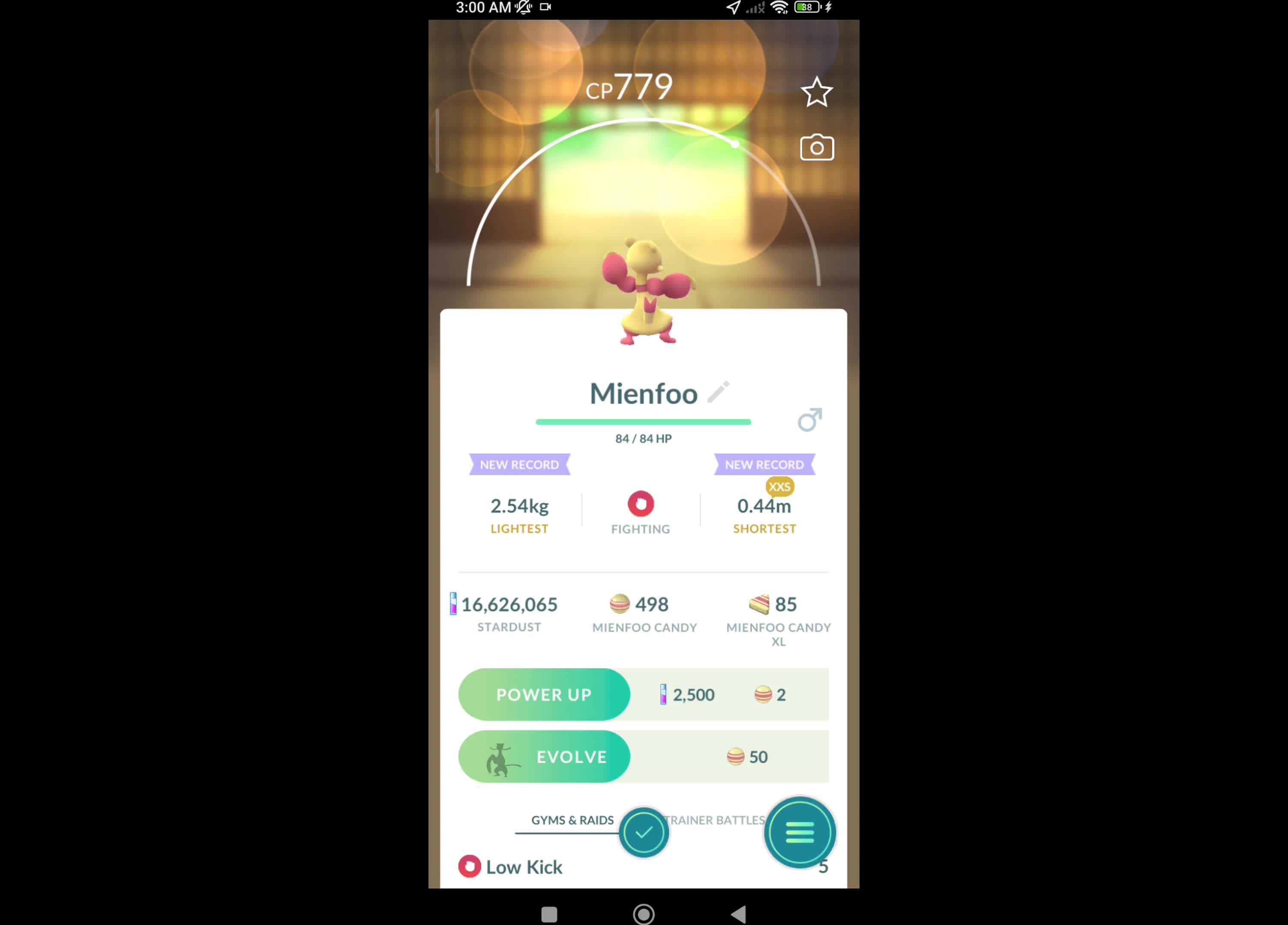 Pokémon GO-XXS Mienfoo(Weight-2.54kg, Height-0.44m) Pokémon GO-XXS Mienfoo(Weight-2.54kg, Height-0.44m)