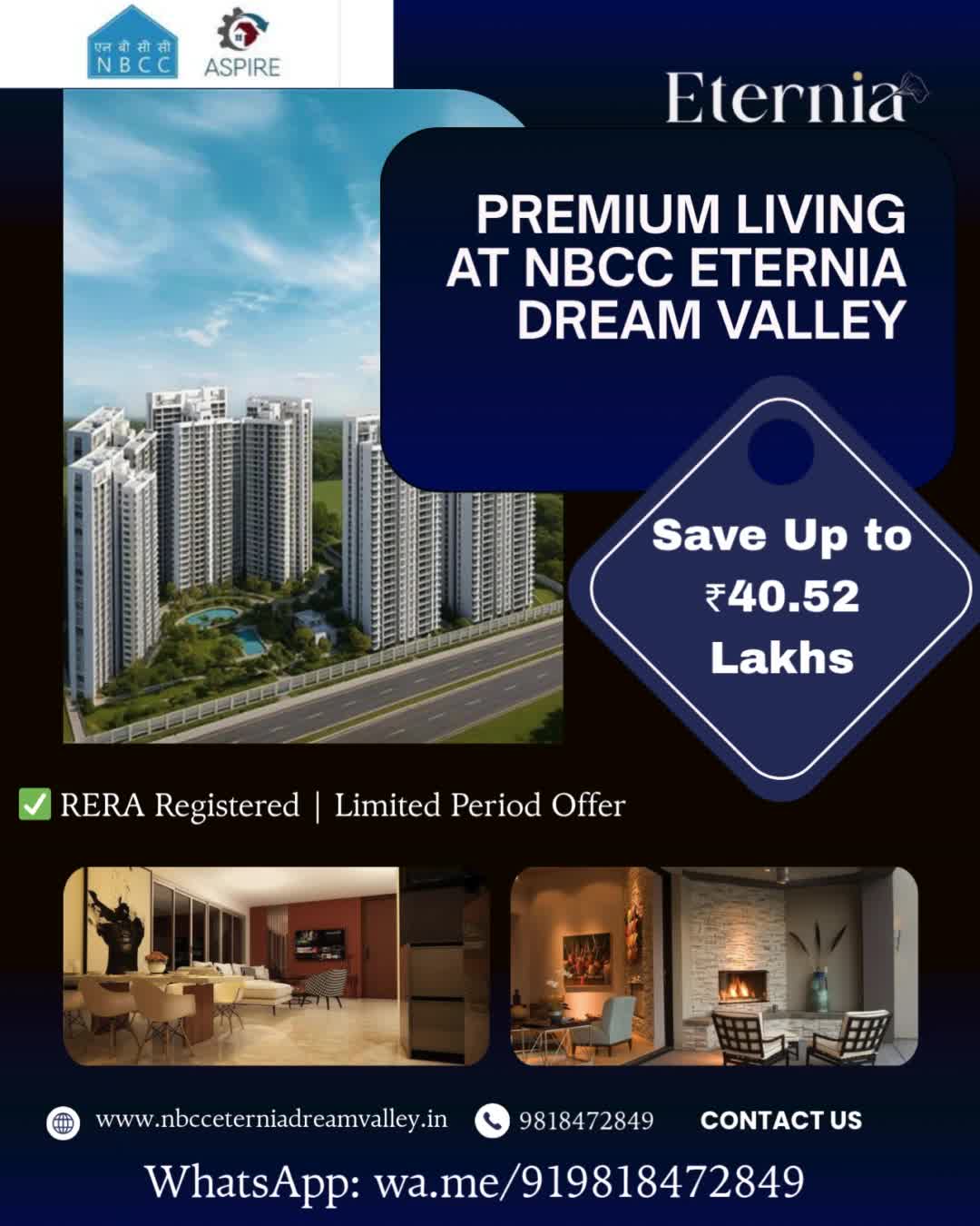 Best 3 BHK Flats for Sale in Greater Noida West at NBCC Eternia Dream Valley
