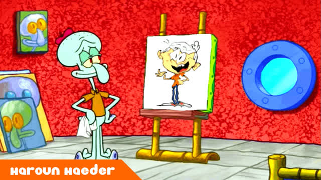 Squidward Messes up his Lincoln Loud Painting due to SpongeBob