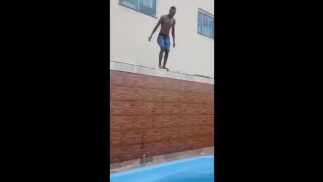 dumb nigger gets his face ripped off when pool jumping