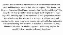 The Hidden Link Between Stress And Blood Sugar Managing Both For Optimal Health - Recover.healthcare