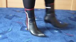 Jana shows her spike high heel booties Graceland black with stripes