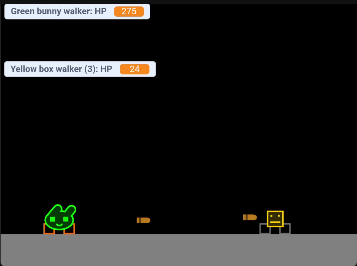 Green bunny walker vs 3 yellow box walker Green bunny walker vs 3 yellow box walker