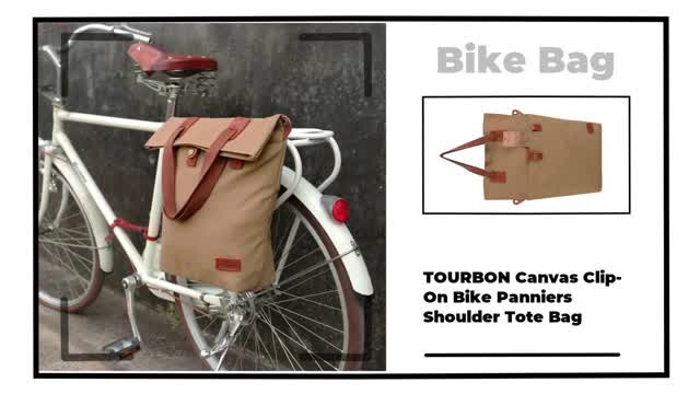 TOURBON Canvas Clip-On Bike Panniers Shoulder Tote Bag