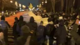 Zenit fans carried a 600-meter Russian-Serbian flag from the Krestovsky Ostrov metro station to the
