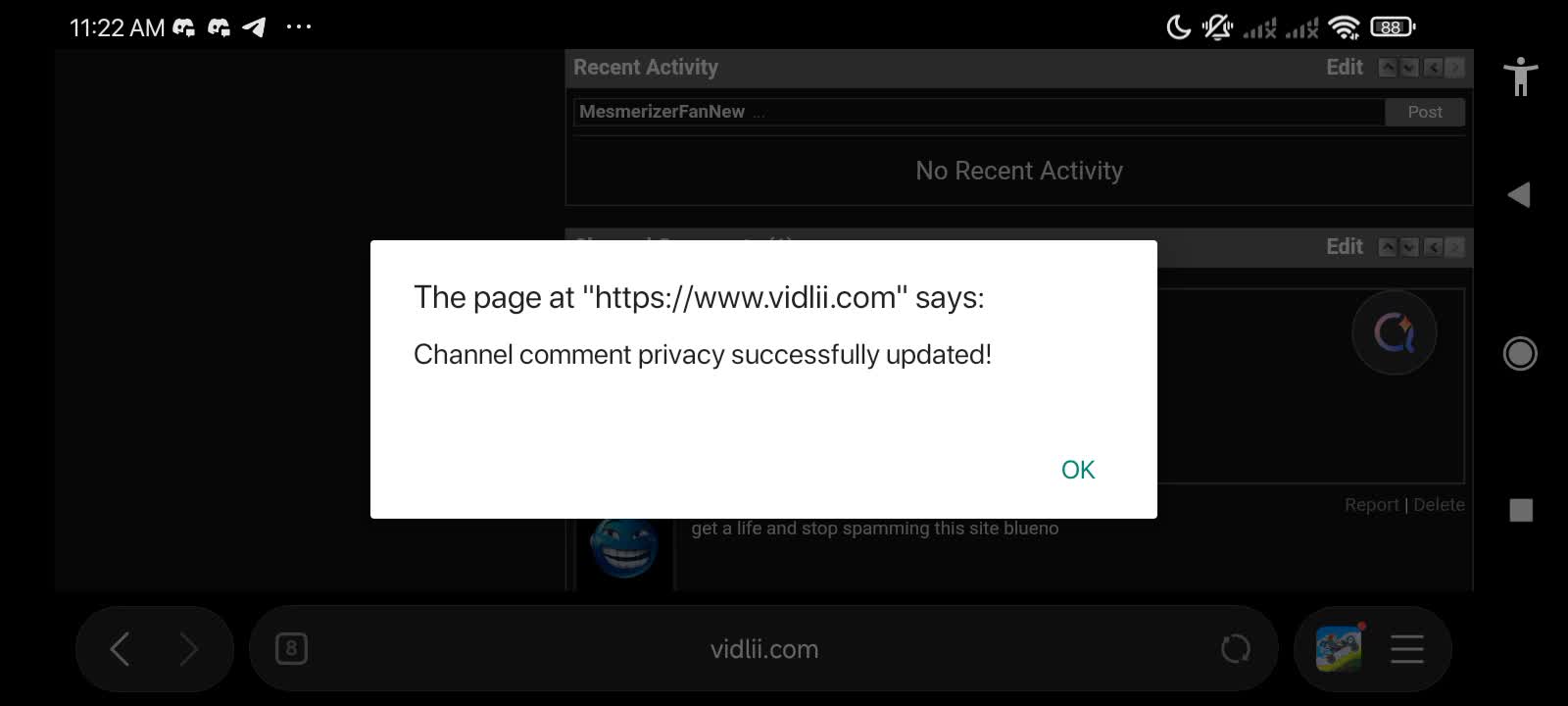 Changing my comments privacy