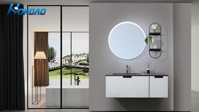 Quality wall mount bathroom cabinet with led mirror Manufacturer | HONDAO