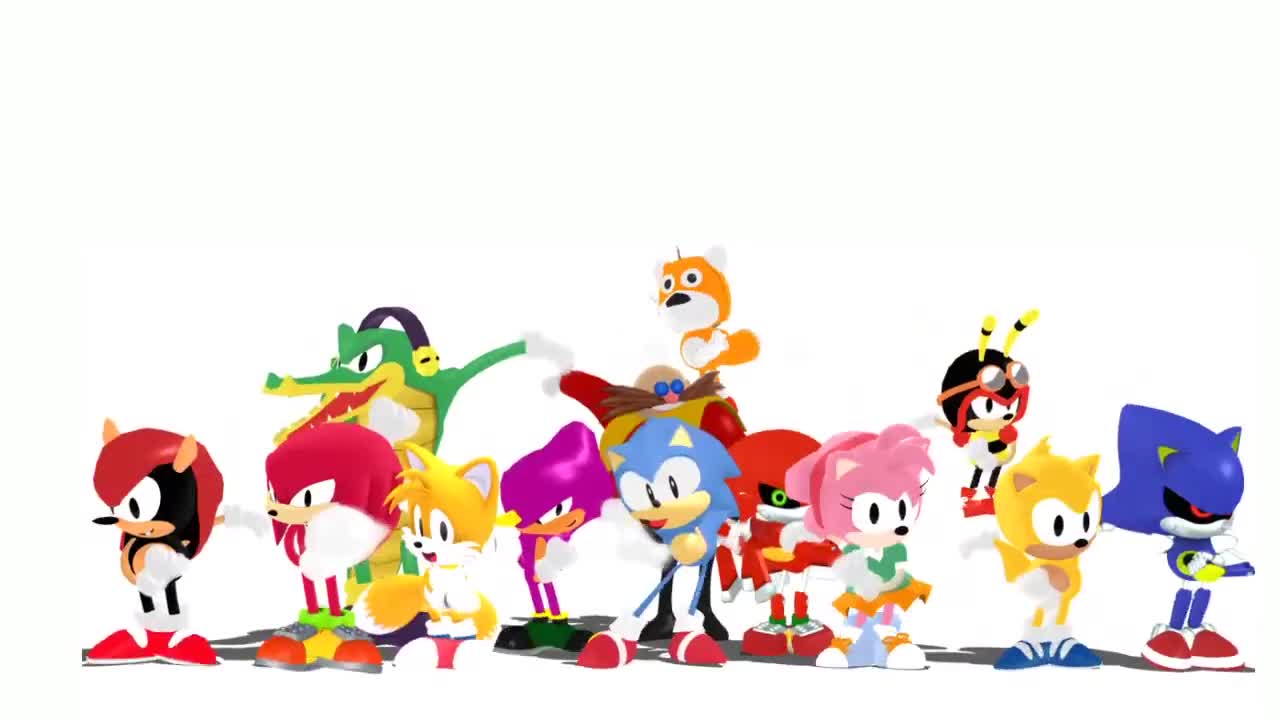 Classic Sonic characters dancing, but amogus