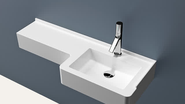 Seamless Artificial Stone P-Type Basin for Bathroom Manufacturer | HONDAO