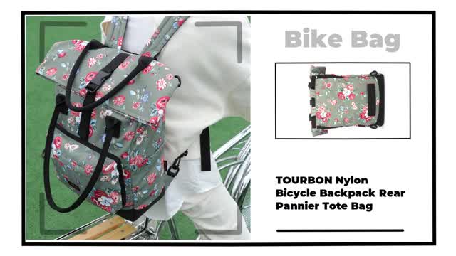 TOURBON Nylon Bicycle Backpack Rear Pannier Tote Bag