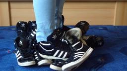 Jana stomp with Stefan Stomp Adidas Top Ten hi shiny black her own pairs of them