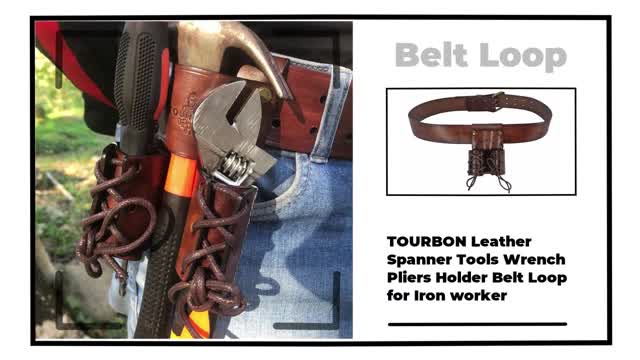 TOURBON Leather Spanner Tools Wrench Pliers Holder Belt Loop for Iron worker