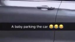 A baby parking the car 😂😂😂