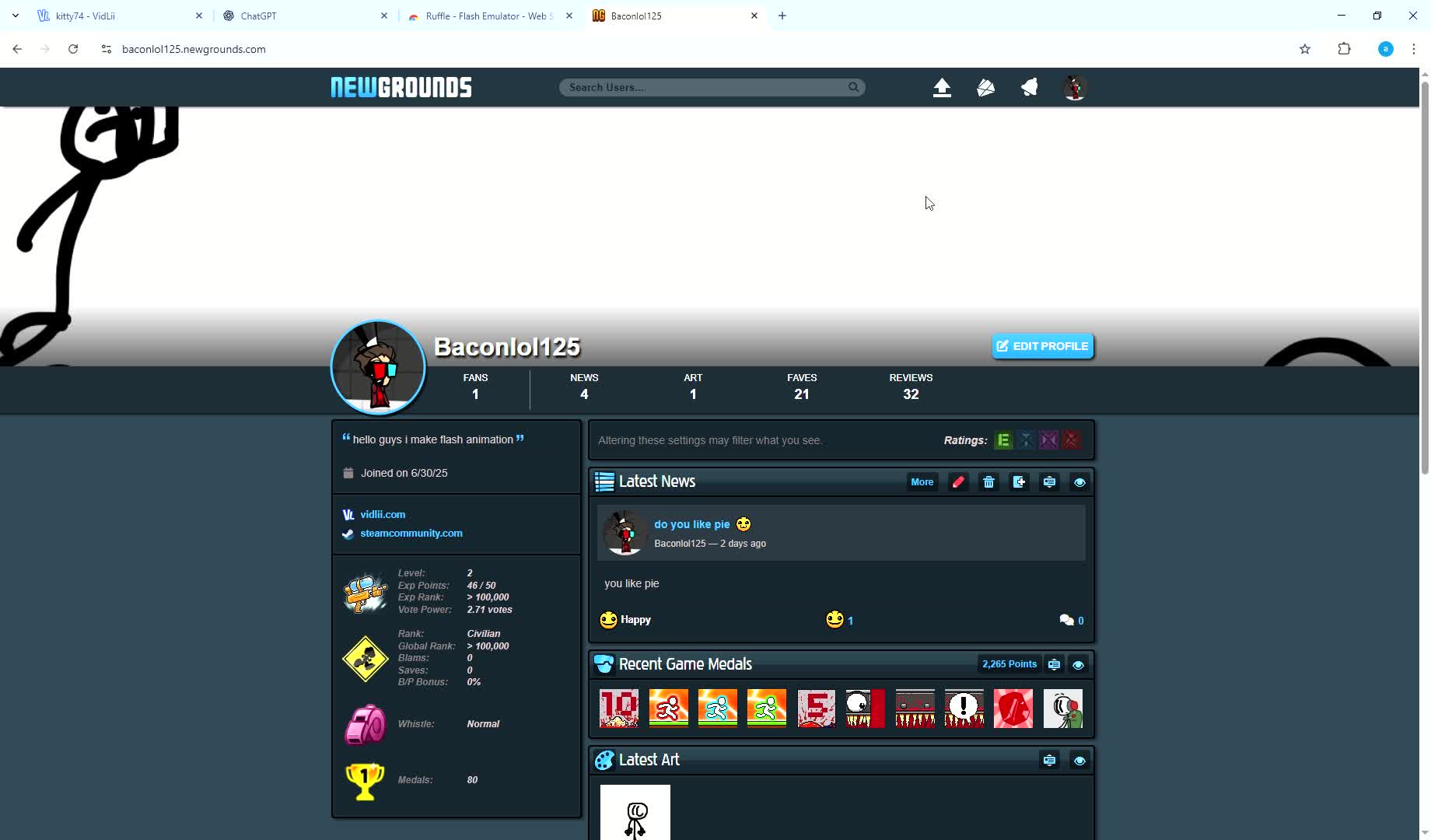 i have an newgrounds account go follow it