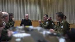 Israeli Defense Minister Yoav Galant holds an emergency meeting with military commanders