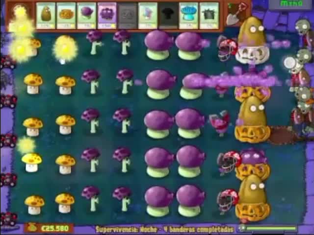 Plantas contra zombies - supervivencia noche (2/2)