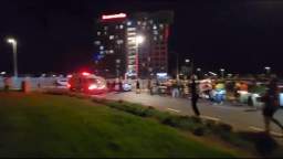 The video shows the evacuation of the wounded during the shootout. One of the groups of security for