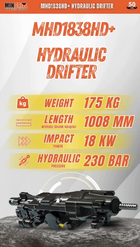 Hydraulic Drifter MHD 1838 | Engineered for high penetration and underground drilling