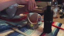 asmr broken coffee mug orange gatorade paintbrush/rubber mallet