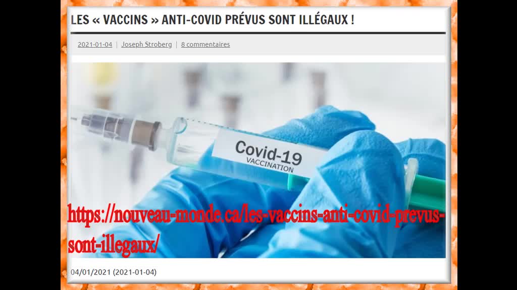 LES « VACCINS » ANTI-COVID PRÉVUS SONT ILLÉGAUX !