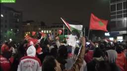 Moroccans celebrate reaching the semi-finals of the World Cup