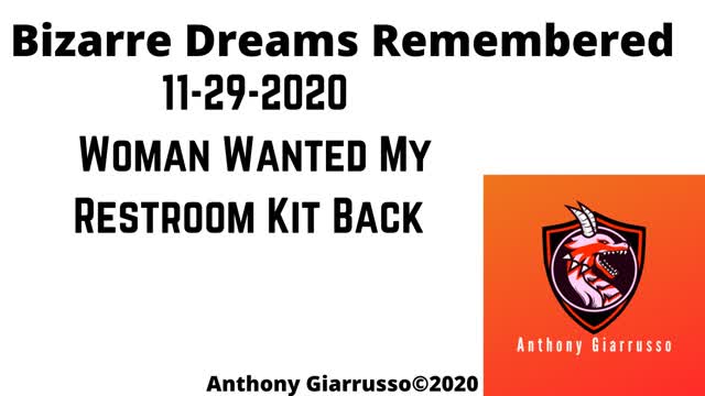 Bizarre Dreams Remembered 11-29-2020 Woman Wanted My Restroom Kit