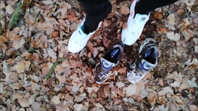 Jana on a walk in the forest and in the mud with her 2 pairs of Adidas Astir sneakers trailer