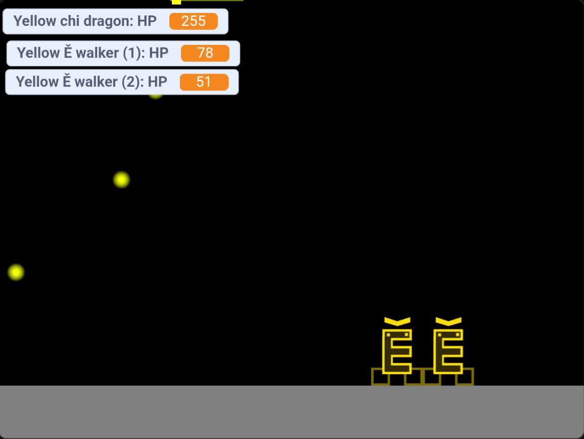 Yellow chi dragon vs 2 yellow ě walker