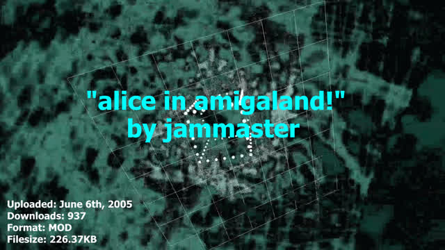 "alice in amigaland!" by jammaster - June 6th, 2005 | Available on modarchive.org