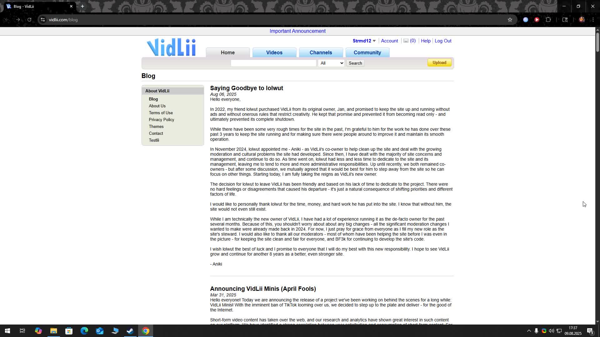 My Thoughts on Previous owner of vidlii