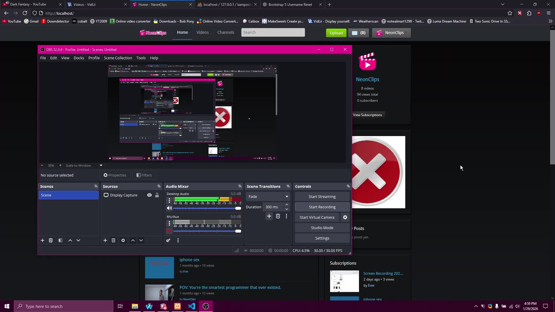 NeonClips Reset Username Moderation Test