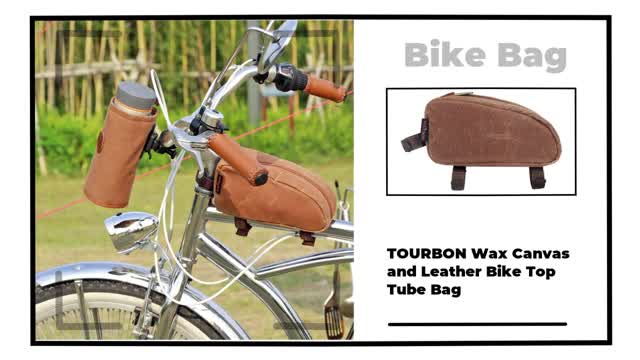 TOURBON Wax Canvas and Leather Bike Top Tube Bag