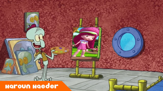 Squidward Messes up his Strawberry Shortcakes Feet Painting due to SpongeBob