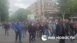 Protesters gathered in front of the government building in Yerevan demanding the release of the accu