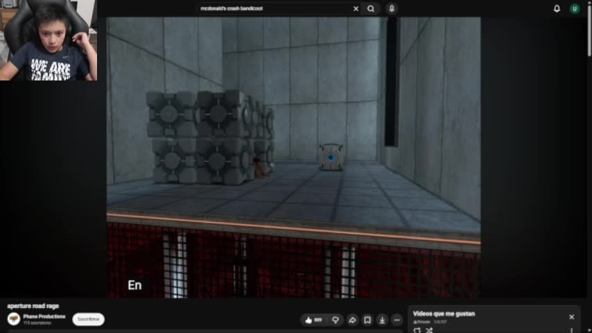 inmature kid reacting to a 4 week old portal video
