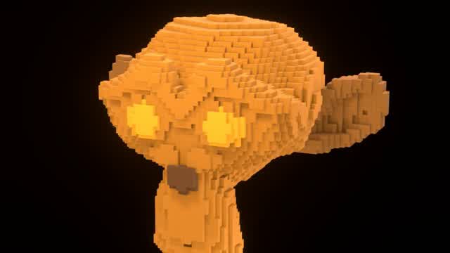 3D Pixelated Monkey Rotating Up And Down (fr/en)