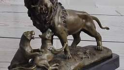 Western Europe Art Deco Sculpture Animal Lion Family Bronze Copper Statue