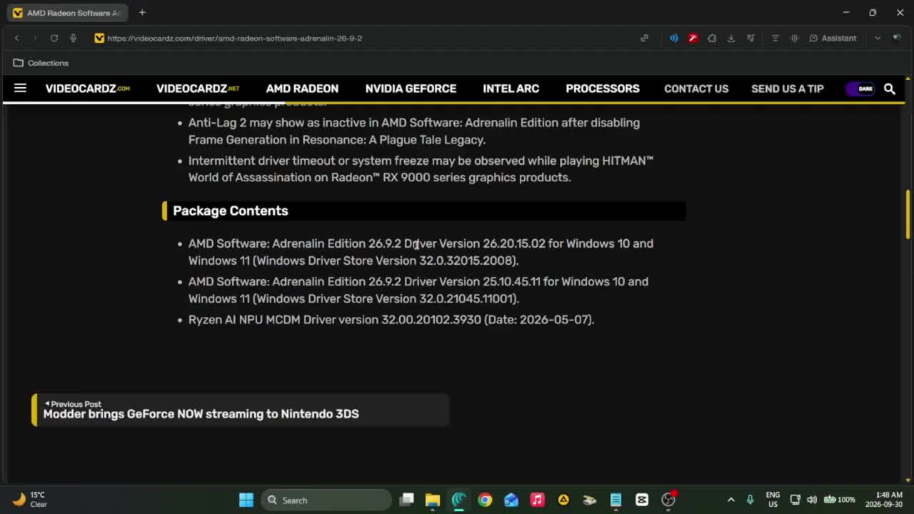 AMD Radeon Software Adrenalin 26.9.2 driver