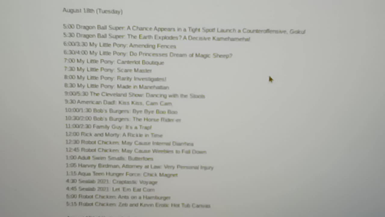 Adult Swim/Toonami Schedule Saturday, August 15, 2026 Adult Swim/Toonami Schedule Saturday, August 15, 2026