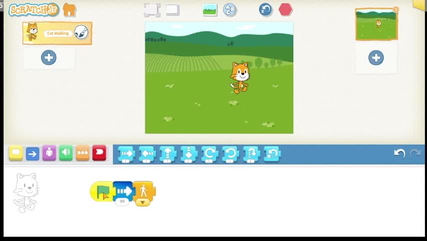 Learning Game Development Second Project: "Cat Takes A Walk" Made in ScratchJr.